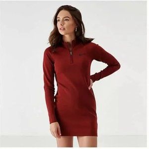 Nike Sportswear Long Sleeve Mini Dress in Burgundy Red